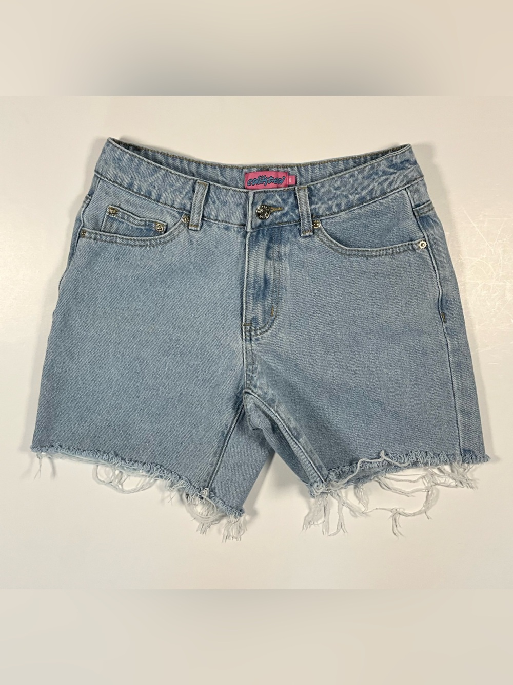 Edikted Frayed Hem Distressed Denim Jean Shorts Women’s XS